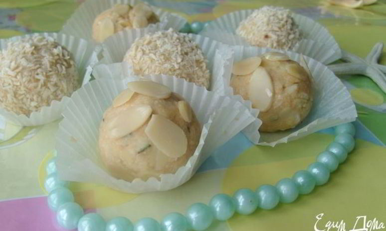Рецепт конфет с белым шоколадом и миндалем