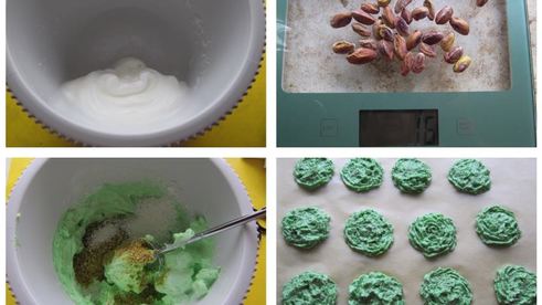 мороженое с кокосово-фисташковой прослойкой и сорбетом из маракуйи