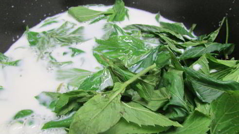 мятное мороженое с кусочками шоколада