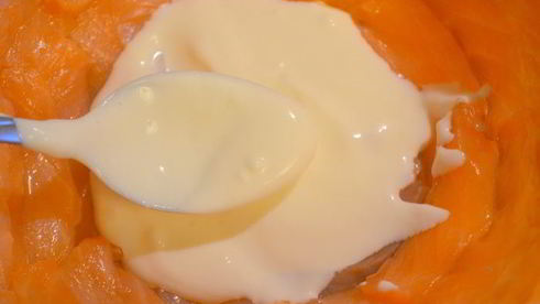 праздничный цукотто из форели с нежнейшим креветочным муссом, огурцом и сливочным кремом