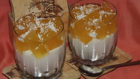 творожно-яблочный мусс с апельсиновым желе