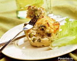 Куриное суфле с зеленым горошком и сельдереем