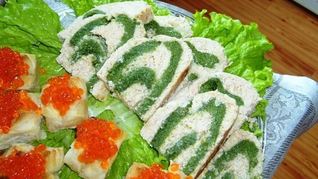 Рыбный рулет-суфле со шпинатом