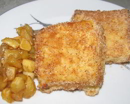 Жареное молоко с карамелизированными яблоками