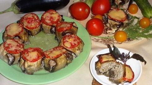 фрикадельки в баклажанных конвертах