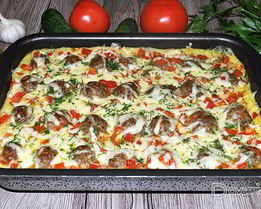 Фрикадельки, запеченные с картофельным пюре