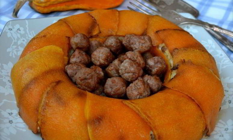 Рецепт рисовой короны с тыквой и фрикадельками