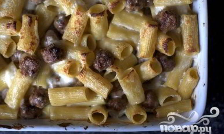 Рецепт запеченных ригатоней с фрикадельками