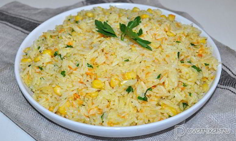 Рецепт гарнира из риса с кукурузой