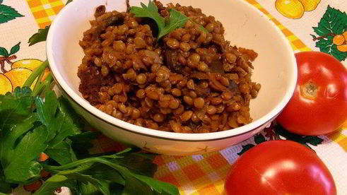 чечевица с лесными грибами
