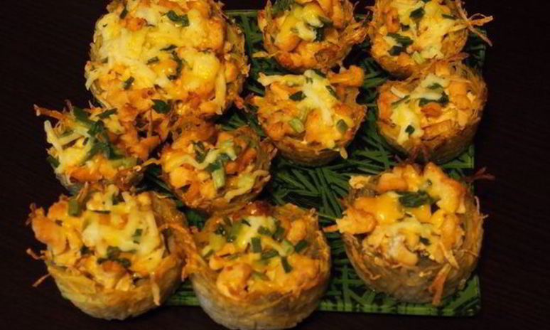 Рецепт картофельных корзиночек с куриным филе