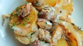 Картошка, жаренная с грибами в сметане