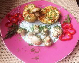 Печеный картофель с грибами и сыром