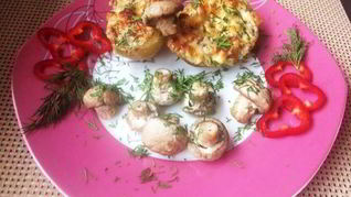 Печеный картофель с грибами и сыром