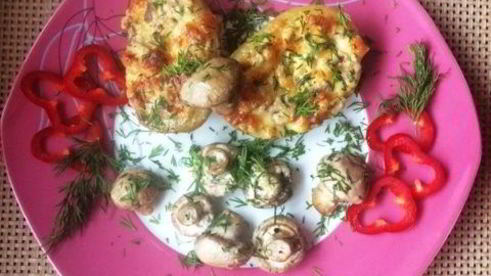 печеный картофель с грибами и сыром