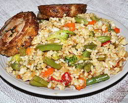 Пряный рис с овощами для гарнира