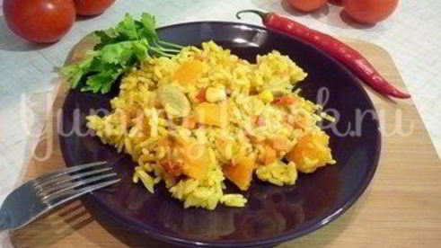пряный рис с тыквой и овощами