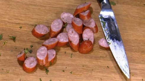 пряный рис с яйцом и беконом