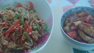 Рис чоп-шу и жареный тофу