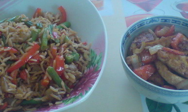 Рецепт риса чоп-шу и жареный тофу