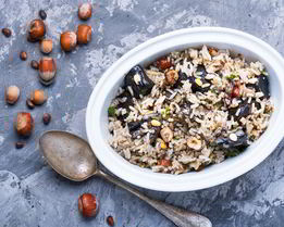 Рис с грибами, кедровыми орехами и фундуком