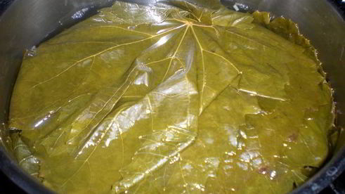 долма с бараниной под сметанно-чесночным соусом