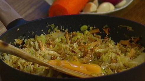 голубцы с лисичками и пореем