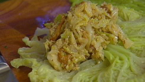 голубцы с лисичками и пореем