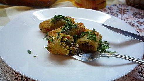 постные голубцы с пшеном и грибами