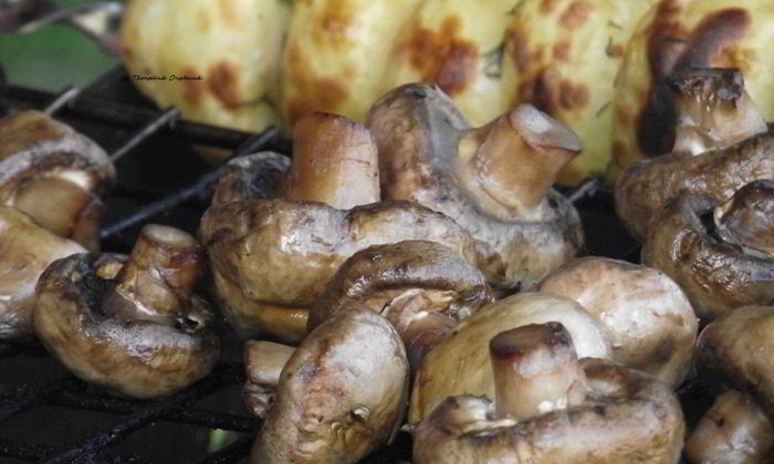 Рецепт шампиньонов, запеченных на мангале