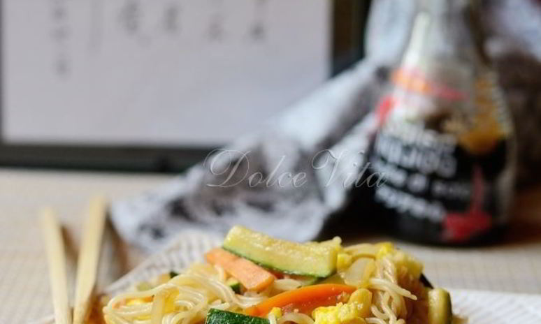 Рецепт кантонской лапши с овощами, грибами и яйцом