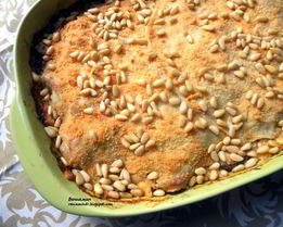 Блинная лазанья с шампиньонами и луком-пореем