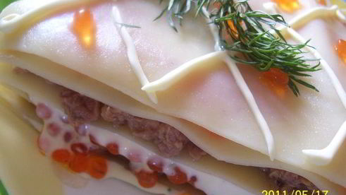 холодная рыбная лазанья