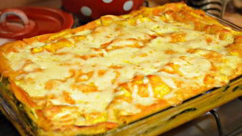 лазанья из индейки со шпинатом и соусом из тыквы