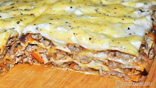Лазанья мясная с лавашем