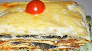 Лазанья с фаршем и грибами