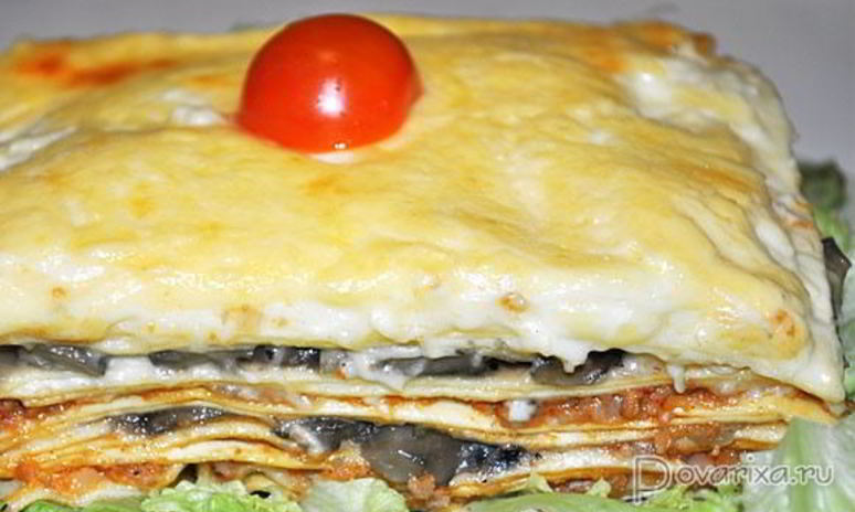 Рецепт лазаний с фаршем и грибами