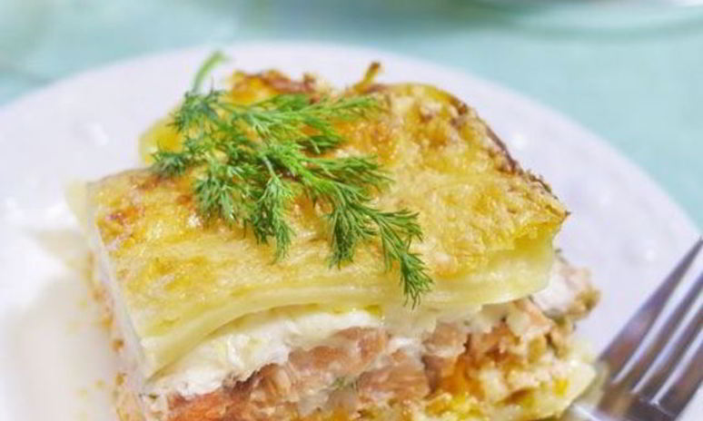 Рецепт лазаний с лососем и укропом