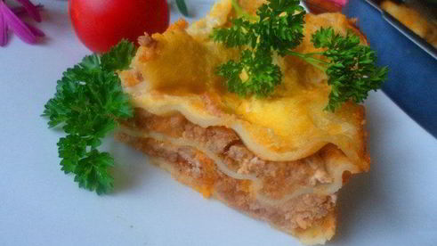 лазанья с мясным фаршем и овощами