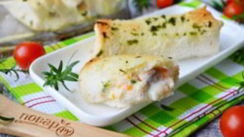 рулет лазанья в чесночном хлебе