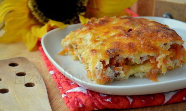 Рецепт рыжей лазанья с овощами