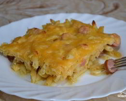 Макароны с сосиской в духовке