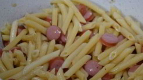 макароны с сосиской в духовке