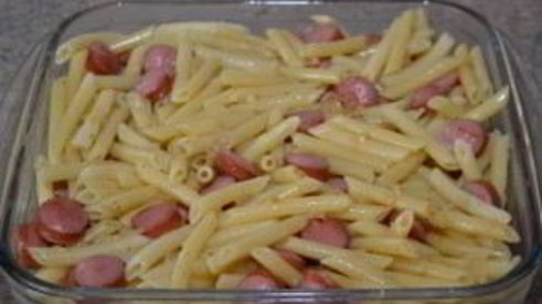макароны с сосиской в духовке