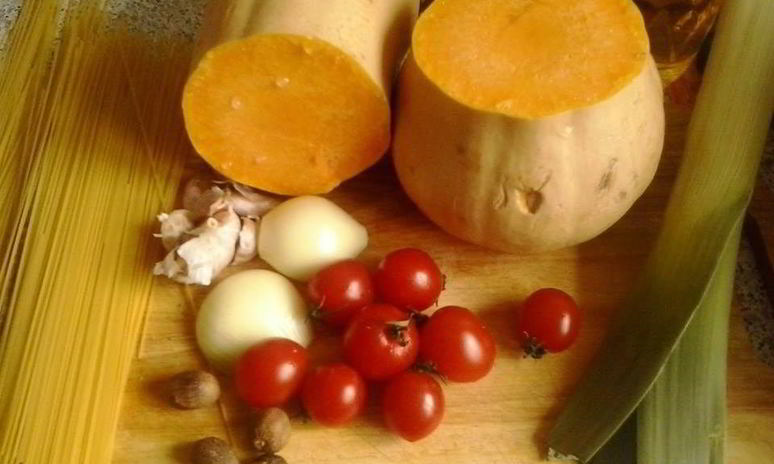 Рецепт пасты капеллини с тыквой и помидорами черри