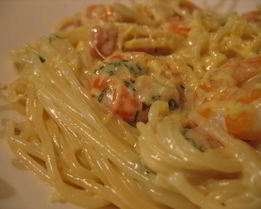 Паста Карбонара с креветками