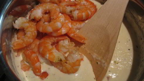 паста карбонара с креветками