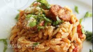 Паста орзо с колбасой