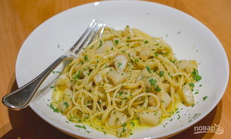 Рецепт пасты с гребешками