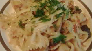 Паста со свининой и маслятами